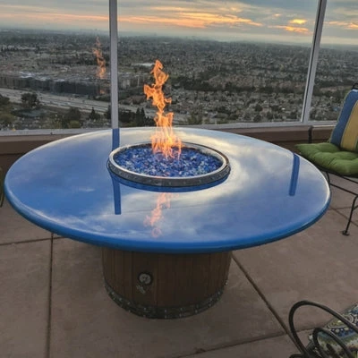 E.g. of a Beautiful Wine Barrel Fire Pit Table: Crystal Lake Edition